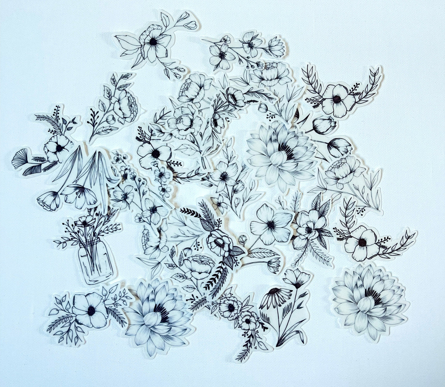 Transparent Flower Stickers Set of 25