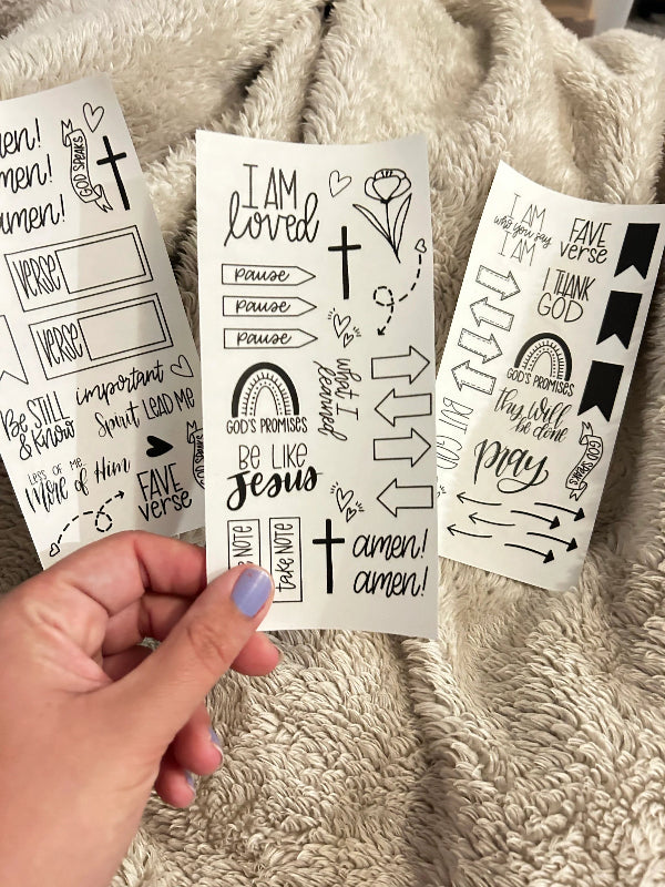 hand holding bible journal stickers 2