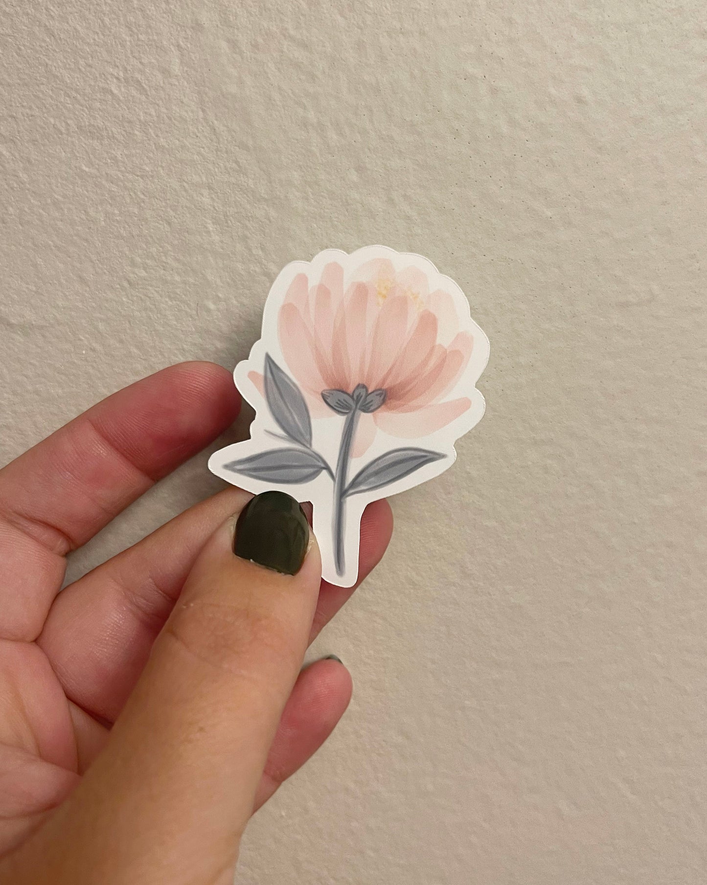 Watercolor Peony Vinyl Sticker