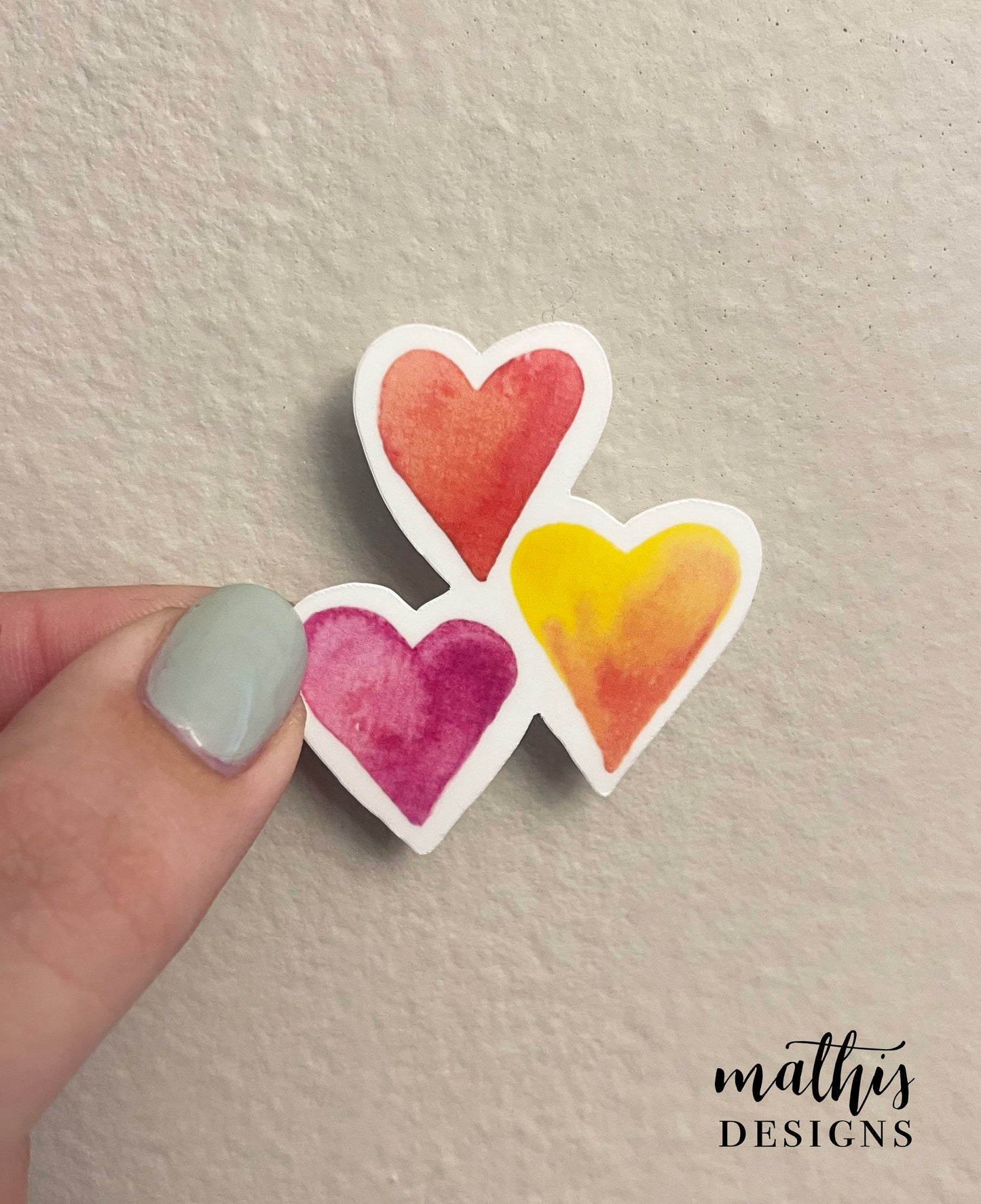 Watercolor Hearts Sticker