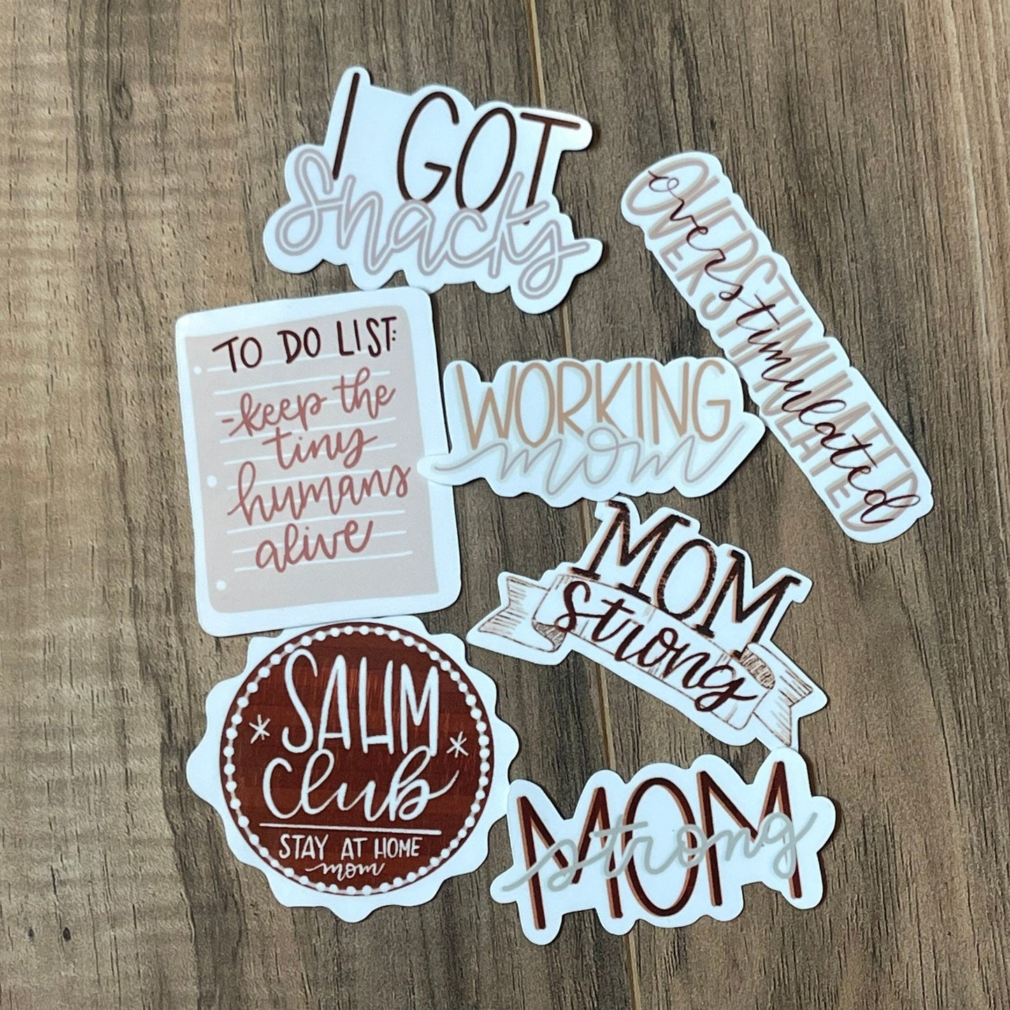 Neutral Colored Mom Sticker Set of 7