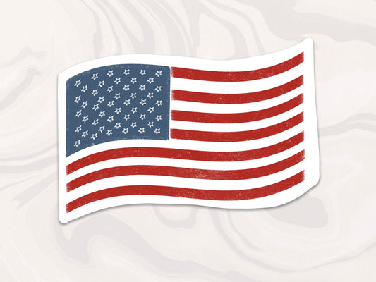 Waving American Flag Sticker